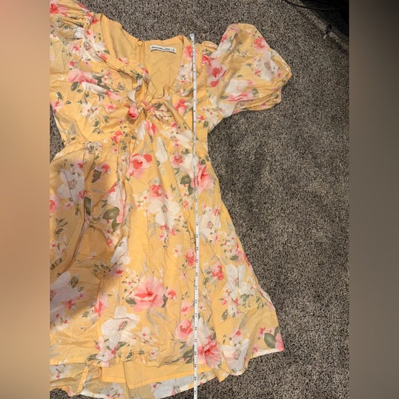 Abercrombie & Fitch Mini Dress Floral Baby Doll Cinch Front Puff Sleeve small - Picture 15 of 16